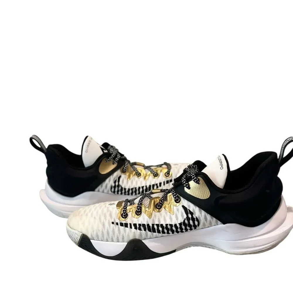 Nike Giannis Immortality Championship White Black Metallic Gold Men’s Size 10